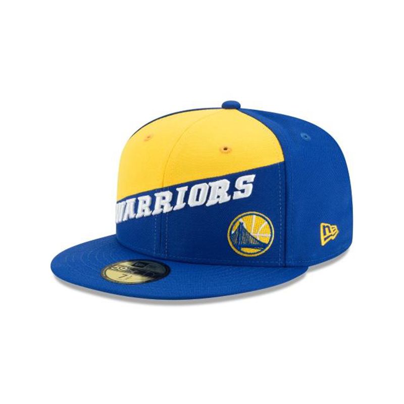 NBA Golden State Warriors Color Split 59Fifty Fitted (FDF4156) - Blue New Era Caps